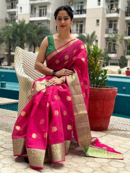 Reena Dwivedi In Designer Linen Saree With Zari Pallu. Available In 2 Colours