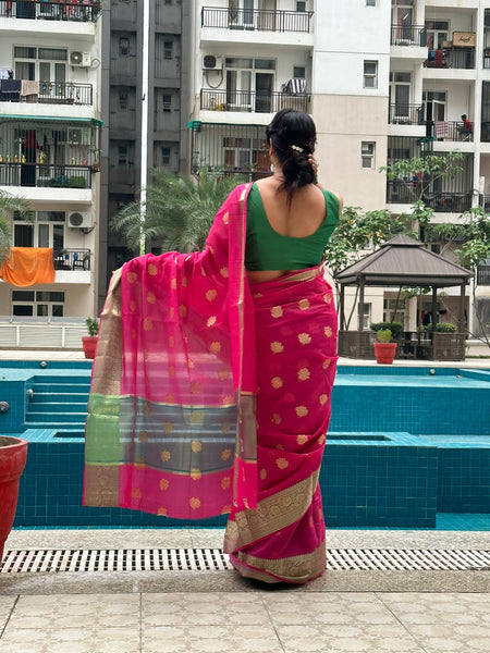 Reena Dwivedi In Designer Linen Saree With Zari Pallu. Available In 2 Colours