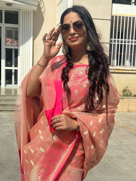 Reena Dwivedi In Kota Doria Saree. Available In 2 Colours.