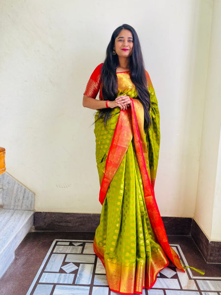 Komal Kandoi In Banarsi Silk Saree. Available In 7 colours.