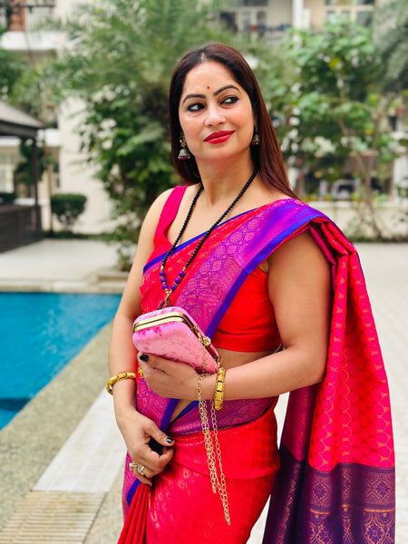 Reena Dwivedi In Kanjivaram Silk Saree. Available In 6 Colours.