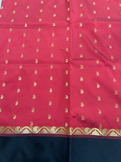 Red Traditional Garad-Korial Bengali Silk Saree with Contrast Pallu