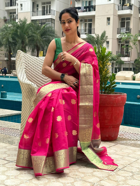 Reena Dwivedi In Designer Linen Saree With Zari Pallu. Available In 2 Colours