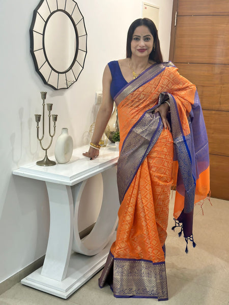 Reena Dwivedi In Banarsi Georgette Silk Sari. Available In 3 Colours