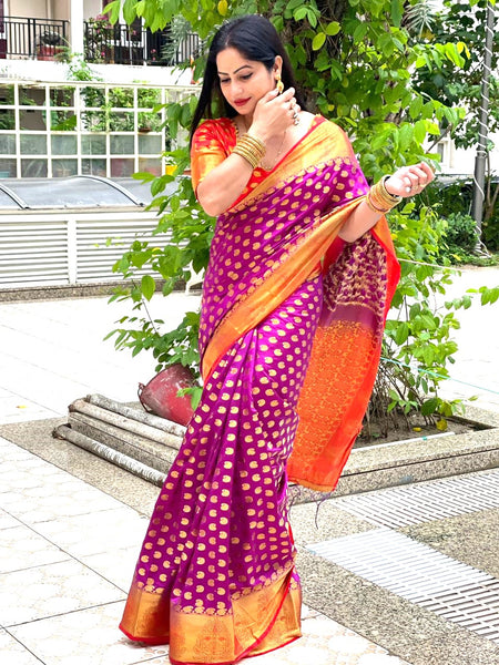 Reena Dwivedi In Banarsi Silk Saree. Available In 8 colours.