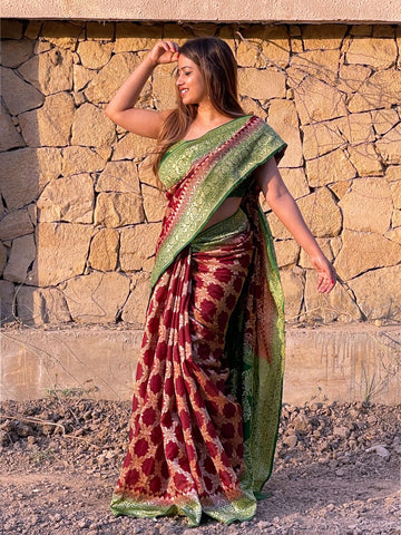 Megha Rathod In Banarsi Georgette Silk Saree