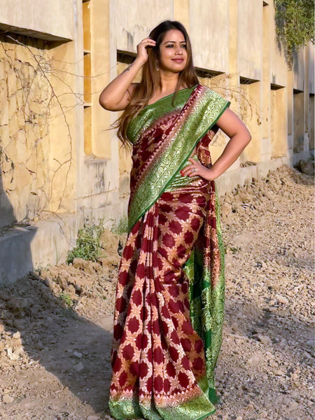 Megha Rathod In Banarsi Georgette Silk Saree