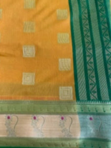 Megha Rathod In Chanderi Cotton Silk Golden Zari Designer Sari. Available In 5 Colours.