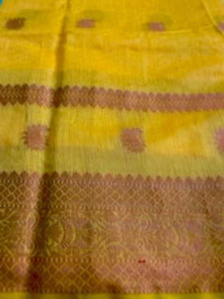 Shikha Choudhary In Yellow Chanderi Cotton Silk Saree With Copper Zari Work. Available In 6 Colours.