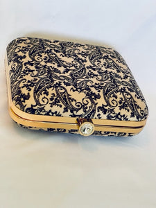 Velvet Square Clutch With Both Side Same Design And Sling Chain Included