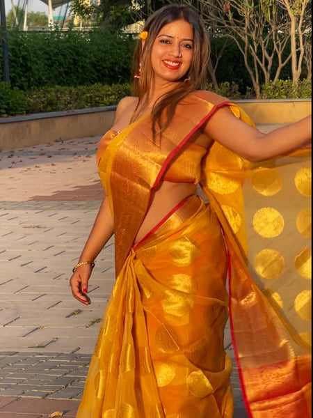 Megha Rathod In Kota Doria Saree. Available In 3 Colours.