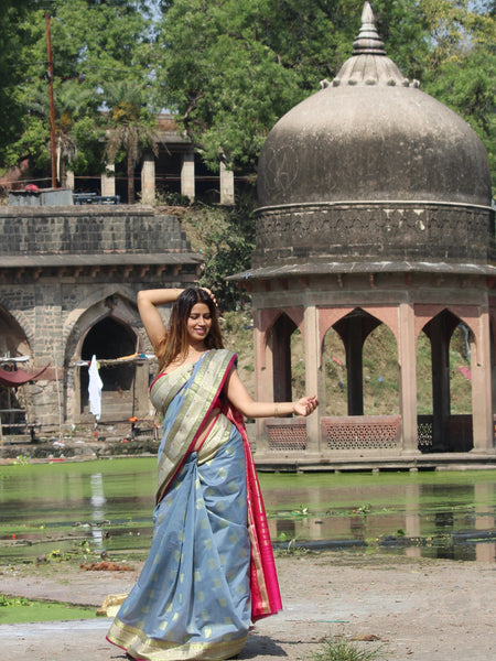 Megha Rathod In Chanderi Cotton Silk Golden Zari Designer Sari. Available In 5 Colours.