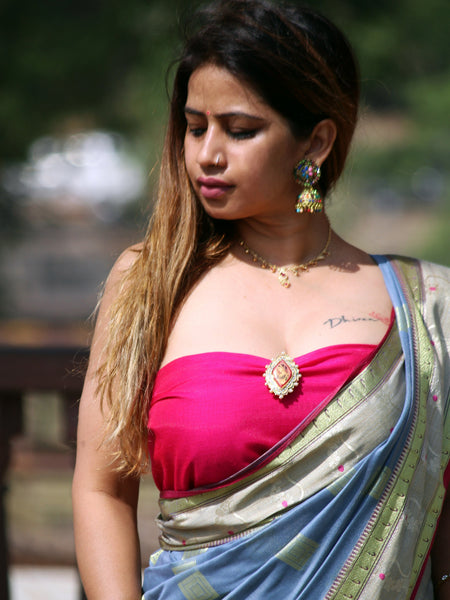 Megha Rathod In Chanderi Cotton Silk Golden Zari Designer Sari. Available In 5 Colours.