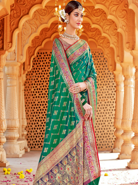 Banarsi Silk Saree. Available In 6 Colours.