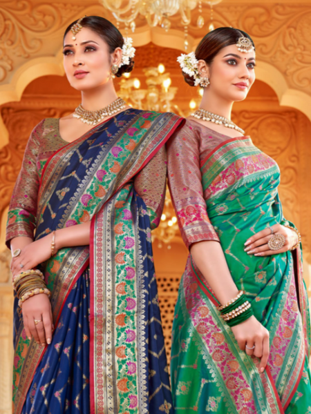 Banarsi Silk Saree. Available In 6 Colours.