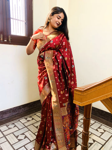 Komal Kandoi In Banarsi Silk Saree. Available In 6 Colours.