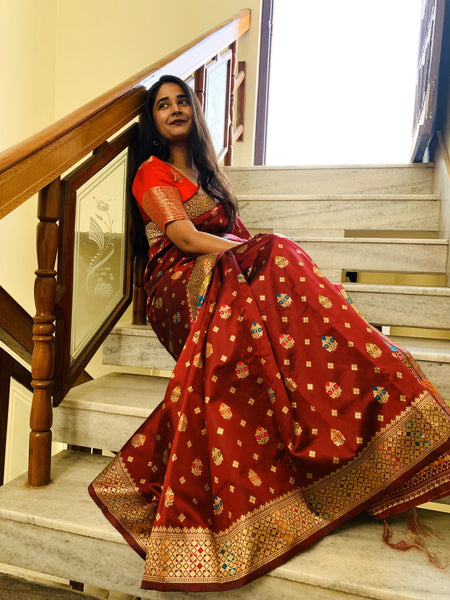 Komal Kandoi In Banarsi Silk Saree. Available In 6 Colours.