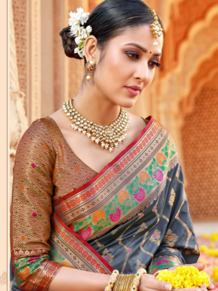 Banarsi Silk Saree. Available In 6 Colours.