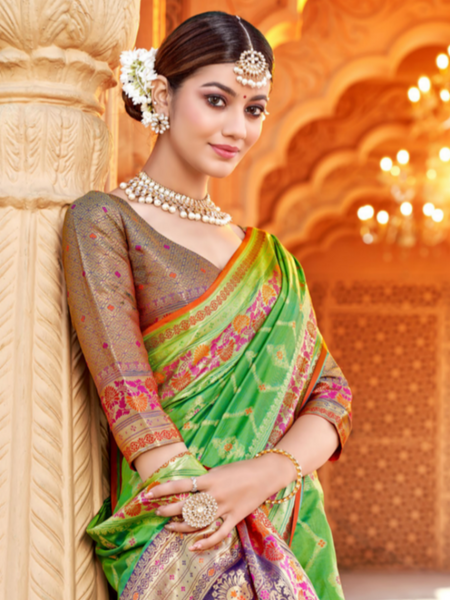 Banarsi Silk Saree. Available In 6 Colours.