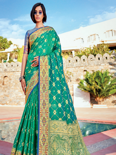 Banarsi Silk Saree. Available in 6 colours.