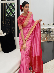 Banarsi Silk Saree. Available in 6 colours.