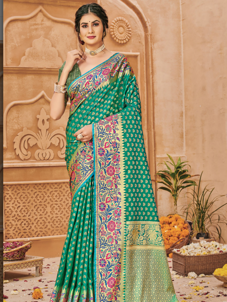 Banarsi Silk Saree. Available in 6 colours.