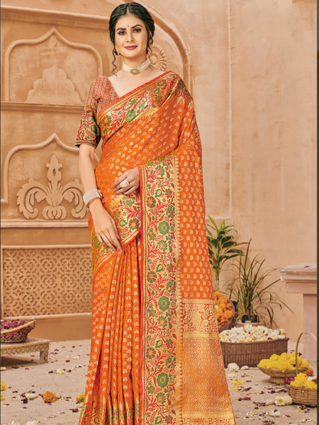 Banarsi Silk Saree. Available in 6 colours.