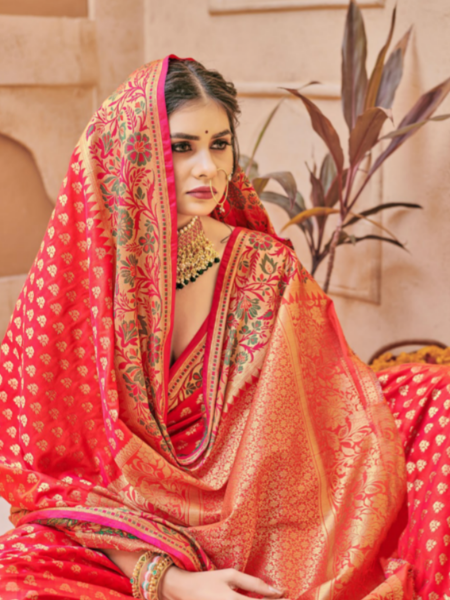 Banarsi Silk Saree. Available in 6 colours.