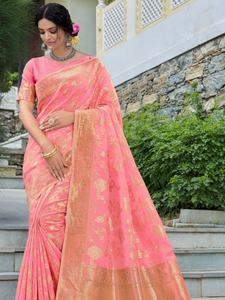 Banarsi Cotton Silk Designer Saree. Available in 6 colours.