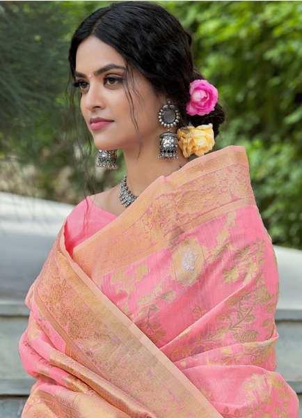 Banarsi Cotton Silk Designer Saree. Available in 6 colours.