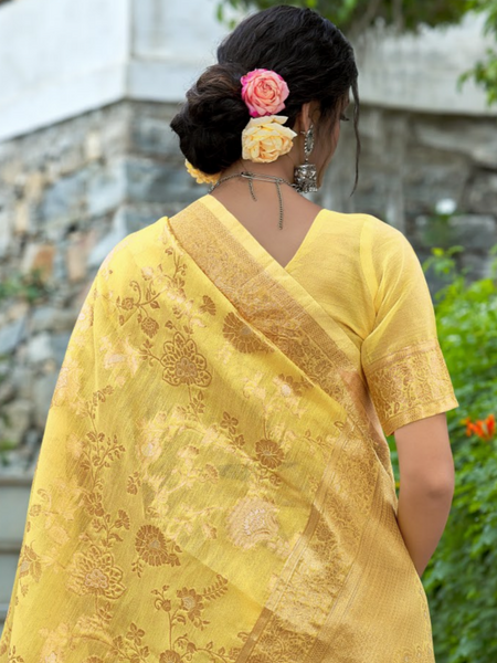 Banarsi Cotton Silk Designer Saree. Available in 6 colours.