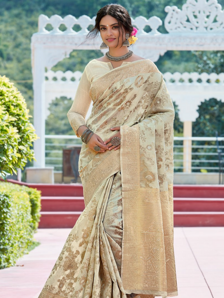 Banarsi Cotton Silk Designer Saree. Available in 6 colours.