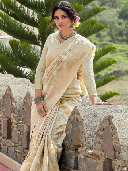 Banarsi Cotton Silk Designer Saree. Available in 6 colours.