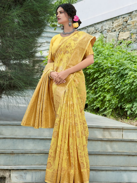 Banarsi Cotton Silk Designer Saree. Available in 6 colours.