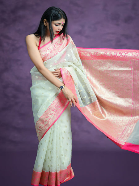 Reena Dwivedi In Kota Doria Saree. Available In 2 Colours.