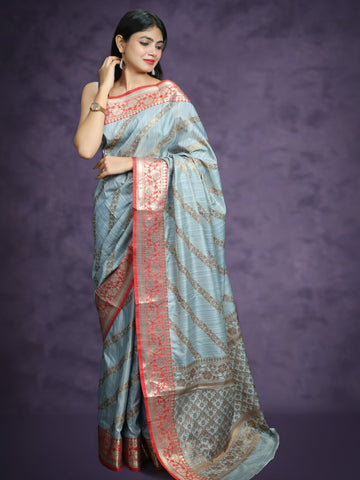 Shiksha Raghuvanshi In Grey Banarsi Silk Designer Saree. Available in 6 colours.
