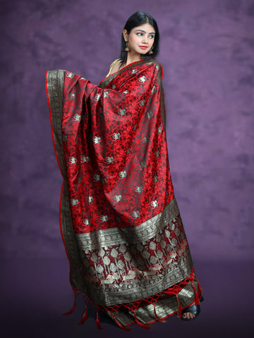 Shiksha Raghuvanshi In Handmade Red Banarsi Silk Designer Saree. Available in 4 colours.