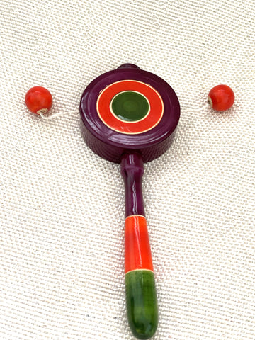 Wooden Drum Plate Tic Tic Rattle