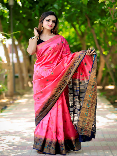 Raj Nandini Choudhary In Banarsi Silk Saree. Available In 2 Colours.