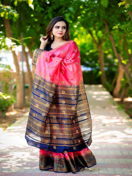 Raj Nandini Choudhary In Banarsi Silk Saree. Available In 2 Colours.