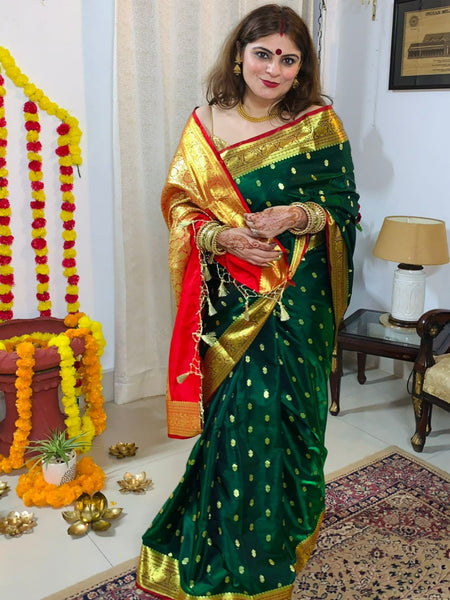 Naveena Kapoor In Banarsi Silk Saree. Available In 3 Colours.