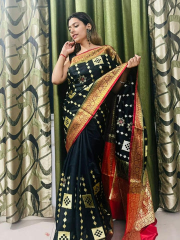 Shikha Choudhary In Handmade Banarsi Silk Designer Saree. Available In 3 Colours.