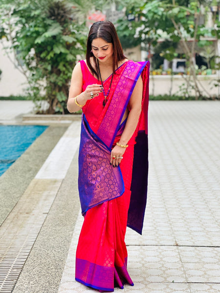 Reena Dwivedi In Kanjivaram Silk Saree. Available In 6 Colours.