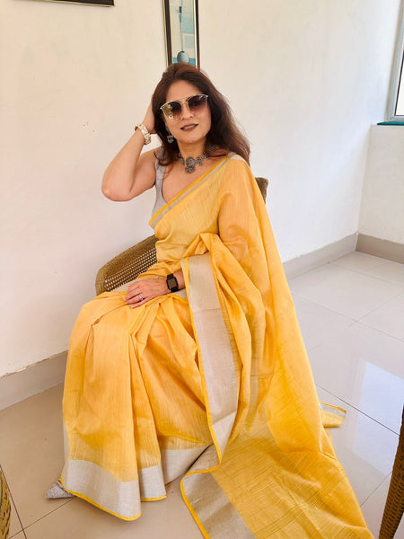 Naveena Kapoor In Linen Saree. Available In 2 Colours.