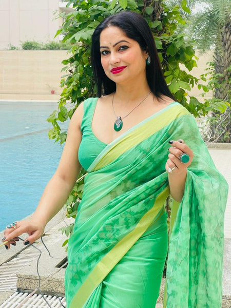 Reena Dwivedi In Chanderi Cotton Silk Self Design Saree. Available In 3 Colours.