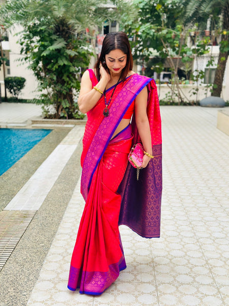 Reena Dwivedi In Kanjivaram Silk Saree. Available In 6 Colours.