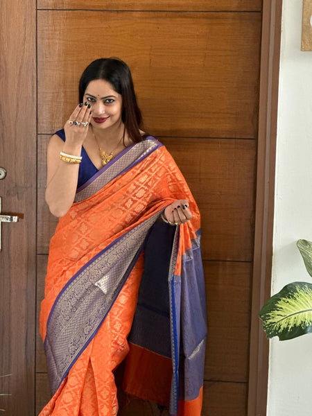 Reena Dwivedi In Banarsi Georgette Silk Sari. Available In 3 Colours