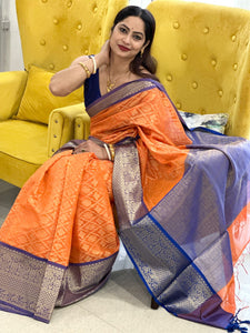 Reena Dwivedi In Banarsi Georgette Silk Sari. Available In 3 Colours