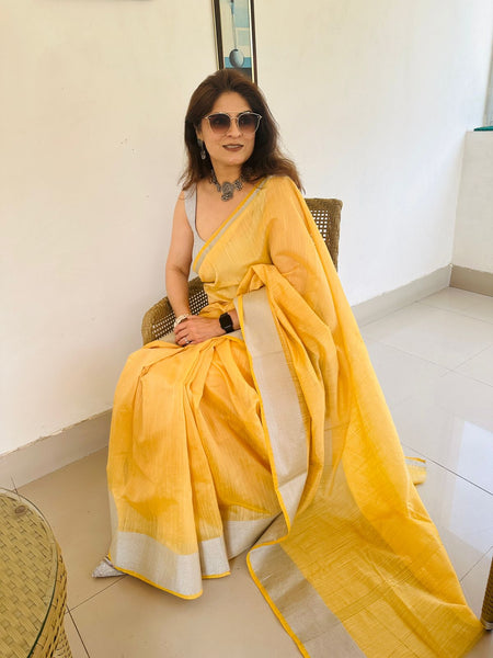 Naveena Kapoor In Linen Saree. Available In 2 Colours.