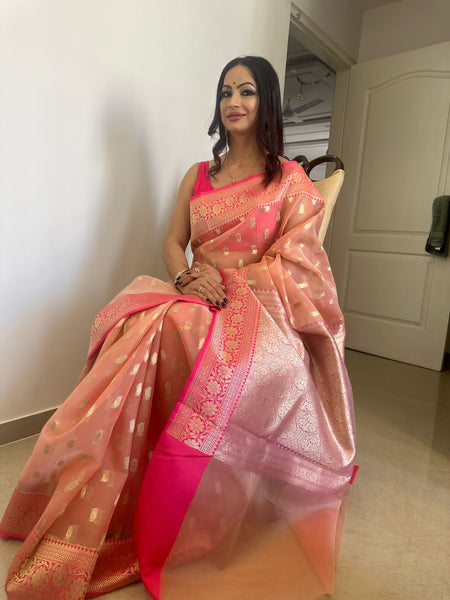 Reena Dwivedi In Kota Doria Saree. Available In 2 Colours.